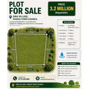 affordable plot for sale in gira village, paidha town council – ugx 3.2m negotiable