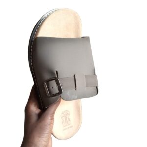 grey buckle slides for men – soft comfortable sandals in paidha