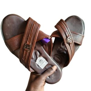 brown double strap slides for men – comfortable casual wear in paidha