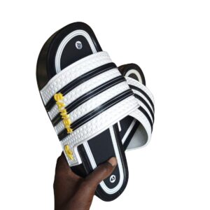 white sport slides for men – comfortable striped slippers in paidha